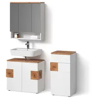 Livinity® Badmöbel-Set, Weiß, Eiche Artisan, Holzwerkstoff, 14 Fächer, 1