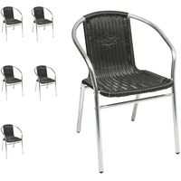 Mojawo 6 Stück Stabiler Aluminuim / Polyrattan Bistrostuhl stapelbar