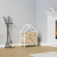 VidaXL Brennholzregal Weiß 40x25x60 cm Kaltgewalzter Stahl