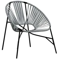 VidaXL Gartenstuhl in Ei-Form Schwarz und Hellgrau Poly Rattan