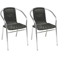 Mojawo 2 Stück Stabiler Aluminium / Polyrattan Bistrostuhl stapelbar