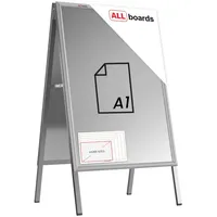 ALLboards Doppelseitige Werbetafel, Kundenstopper, Größe: A1, in einem silbernen