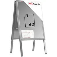 ALLboards Doppelseitige Werbetafel, Kundenstopper, Größe: A2, in einem silbernen