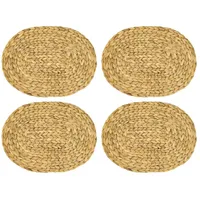 HMF Tischset oval geflochten aus Wasserhyazinthe, Platzset abwaschbar 4er