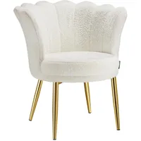 Tectake Sessel Stella, dicke Polsterung, 67x64x76cmKunstfell creme/gold