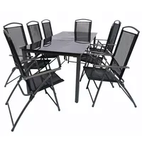 VCM 9-tlg Gartenmöbel Set Sitzgruppe Tisch Stühle Hochlehner Set