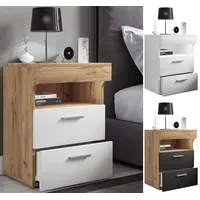 VCM Nachtschrank Beistelltisch mit zwei Schubladen Nachttisch Maße ca.