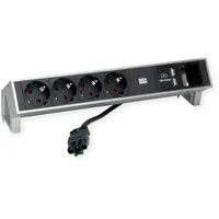Bachmann Bachmann, DESK2 4x Schutzkontakt 1x USB-Charger Aluminium