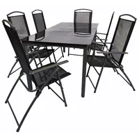 VCM 7-tlg Gartenmöbel Set Sitzgruppe Gartenmöbel Glas Tisch, Stühle
