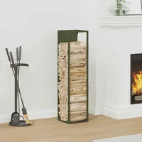 VidaXL Brennholzregal Olivgrün 25x25x100 cm Kaltgewalzter Stahl