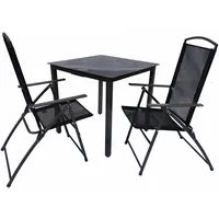 VCM 3-tlg Gartenmöbel Set Sitzgruppe Tisch Stühle Hochlehner Set