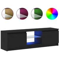 VidaXL TV-Schrank mit LED-Leuchten Schwarz Eichen-Optik 120x30x36 cm