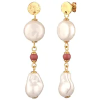 ELLI PREMIUM Ohrstecker Premium Süßwasserzuchtperlen vergoldet 925 Sterling Silber