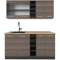 Vicco Küchenzeile R-Line 160 cm Edelgrau/Anthrazit