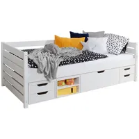 TICAA Sofabett Naomi inkl. Funktionsschubkästen, 100x200, Weiß