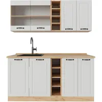 Vicco Küchenzeile R-Line 160 cm Weiß Landhaus/Goldkraft Eiche