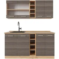 Vicco Küchenzeile R-Line 160 cm Edelgrau/Goldkraft Eiche