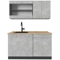 Vicco Küchenzeile R-Line 140 cm Beton/Anthrazit