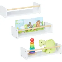 Relaxdays Kinderregal 3er Set 3-tlg. Weiß/Hellbraun