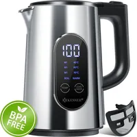 Kesser KESSER® Wasserkocher Edelstahl 1.7 Liter LED-Anzeige 4-Modi Temperatureinstellung