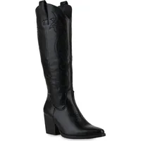 VAN HILL Damen Cowboystiefel in Schwarz