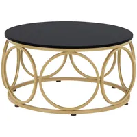 MCombo M Mcombo Couchtisch Rund Holz, Modern Sofatisch Schwarz-Gold,