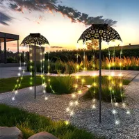 GLOBO Solarlampe Außenleuchte mit Erdspieß Gartendeko Regenschirm schwarz kuper,