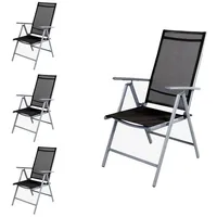 Mojawo 4 Stück Garten Klappstuhl Aluminium - Textilen Silbergrau/Anthrazit