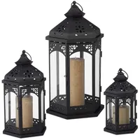 Relaxdays 6 tlg. Laternen Set Metall Schwarz,Transparent