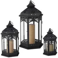 Relaxdays Laternen Set 6 tlg. Metall Schwarz/Transparent