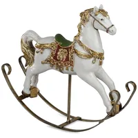 Formano Schaukelpferd Weihnachtsdeko 25cm Kunststein Figur Handbemalte Dekofigur Klassik-rot