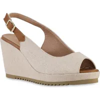 VAN HILL Damen Keilsandaletten in Beige