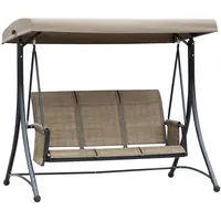 Outsunny Hollywoodschaukel mit Seitentasche, 3-Sitzer Gartenschaukel mit verstellbarem Sonnendach,