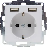 Kopp HK07 - Unterputz-Schutzkontakt Steckdose mit 2 USB-Ladebuchsen, Farbe: