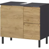 Germania Waschbeckenunterschrank 8244-564 GW-Salinas, in Graphit/Eiche,mit Siphonaussparung, 60 x