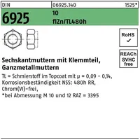 Industrial Quality Supplies DIN 6925/ISO 7042 Selbstsichernde Sechskantmutter M