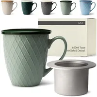 KIVY Große Teetasse mit Deckel und Sieb [650ml] XXL