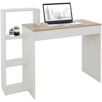 ML-Design Schreibtisch mit Regal, Weiß Tischplatte in Sonoma-Eiche, 110x72x40