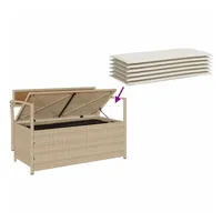 VidaXL Gartenbank mit Stauraum und Kissen Beige Poly Rattan