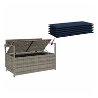VidaXL Gartenbank mit Stauraum und Kissen Grau Poly Rattan
