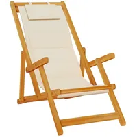 VidaXL Strandstuhl mit Armlehnen Klappbar Creme Akazienholz Textilene
