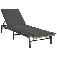VidaXL Sonnenliege mit Auflage Hellgrau Poly Rattan,