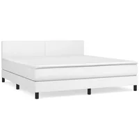 VidaXL Boxspringbett mit Matratze Weiß 160x200 cm Kunstleder1389726