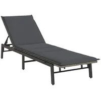 VidaXL Sonnenliege mit Auflage Grau Poly Rattan