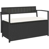 VidaXL Gartenbank mit Stauraum und Kissen Schwarz Poly Rattan