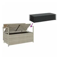 VidaXL Gartenbank mit Stauraum und Kissen Hellgrau Poly Rattan