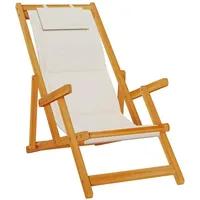 VidaXL Strandstuhl mit Armlehnen Klappbar Hellgrau Akazie Textilene