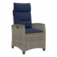 VidaXL Gartensessel mit Beistelltisch Verstellbar Grau Poly Rattan