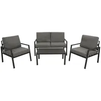 DEGAMO Loungeset Gartenset VANCOUVER Aluminium anthrazit, Polster grau, 4-teilig