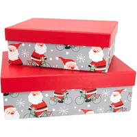 IDENA Geschenkboxen Santa auf Fahrrad Weihnachten 16x6x12cm; 20x7x15cm Geschenkverpackung